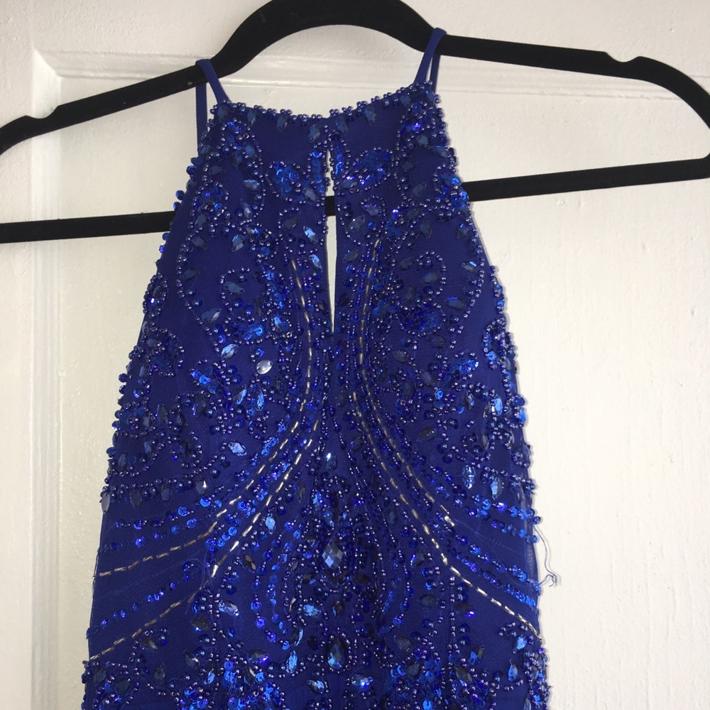 gorgeous floor length royal blue ball gown - Picture 2 of 4